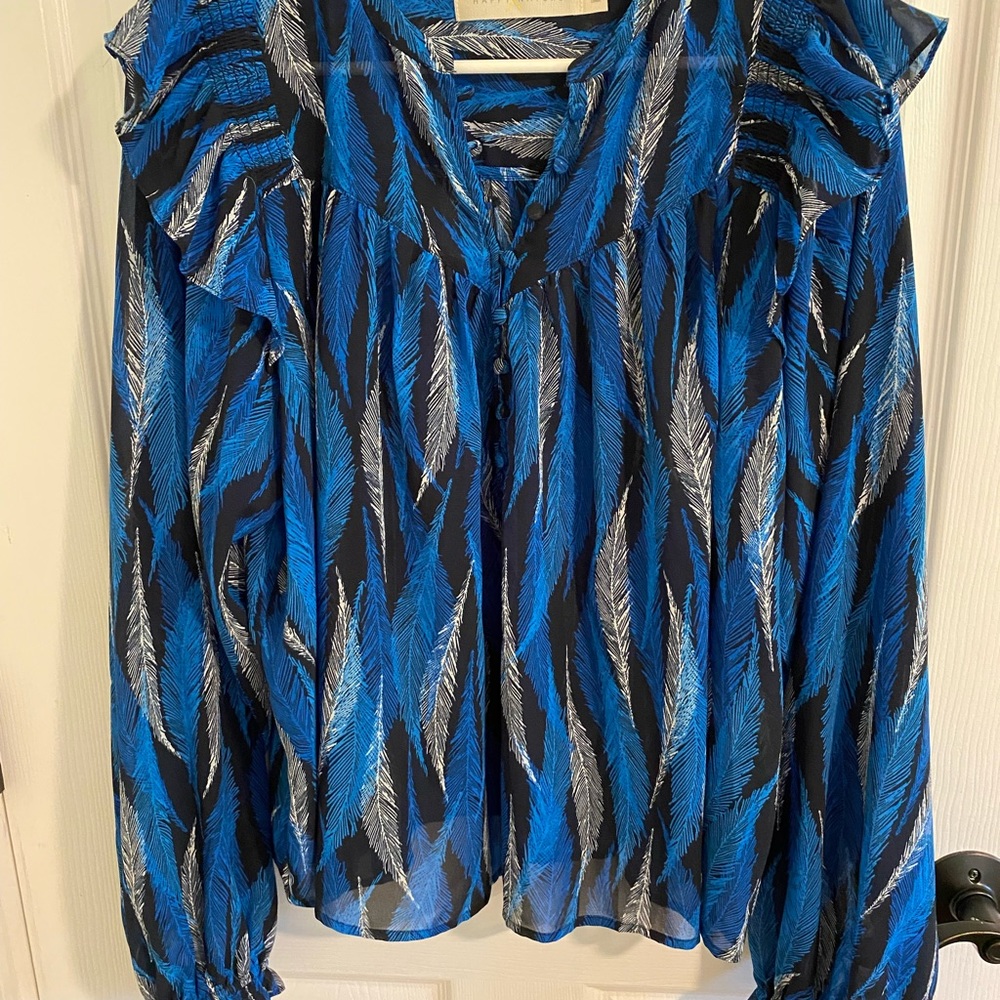 Kate Hudson Happy Nature Blouse with Ruffle Detail, M